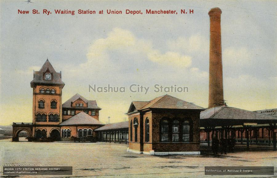 Postcard: New Street Railway Waiting Station at Union Depot, Manchester, New Hampshire